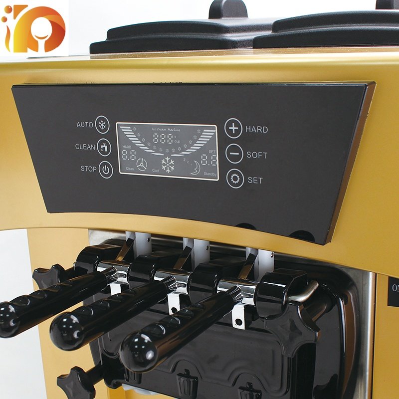 Golden Model Dual Compressor Vertical Soft Ice Cream Machine 304/201 Stainless Steel Body Softrigid Ice Creamcatering Machine