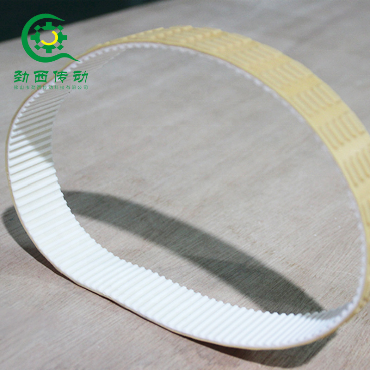 Customizable pu timing belt T9 with yellow straight stripe surface for sausage production machinery