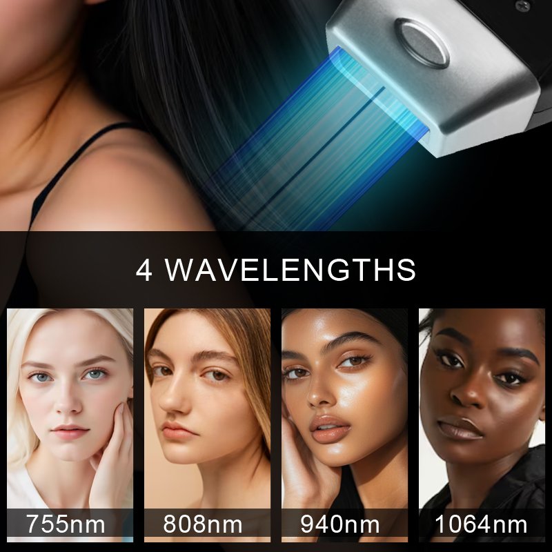HONGQI Free Shipping 4 Waves Laser Hair Removal Machine for 808nm Diode Laser Beauty Equipment