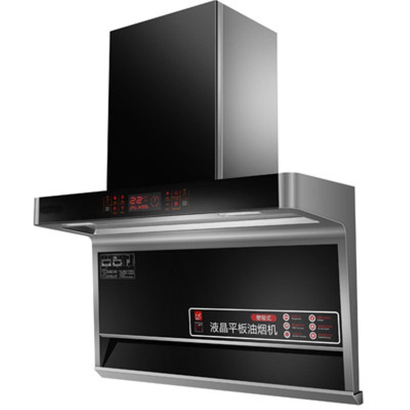 Wall-mounted Black SS Chimney MAXKY Kitchen Copper Motor Stainless Steel Glass Range Hood