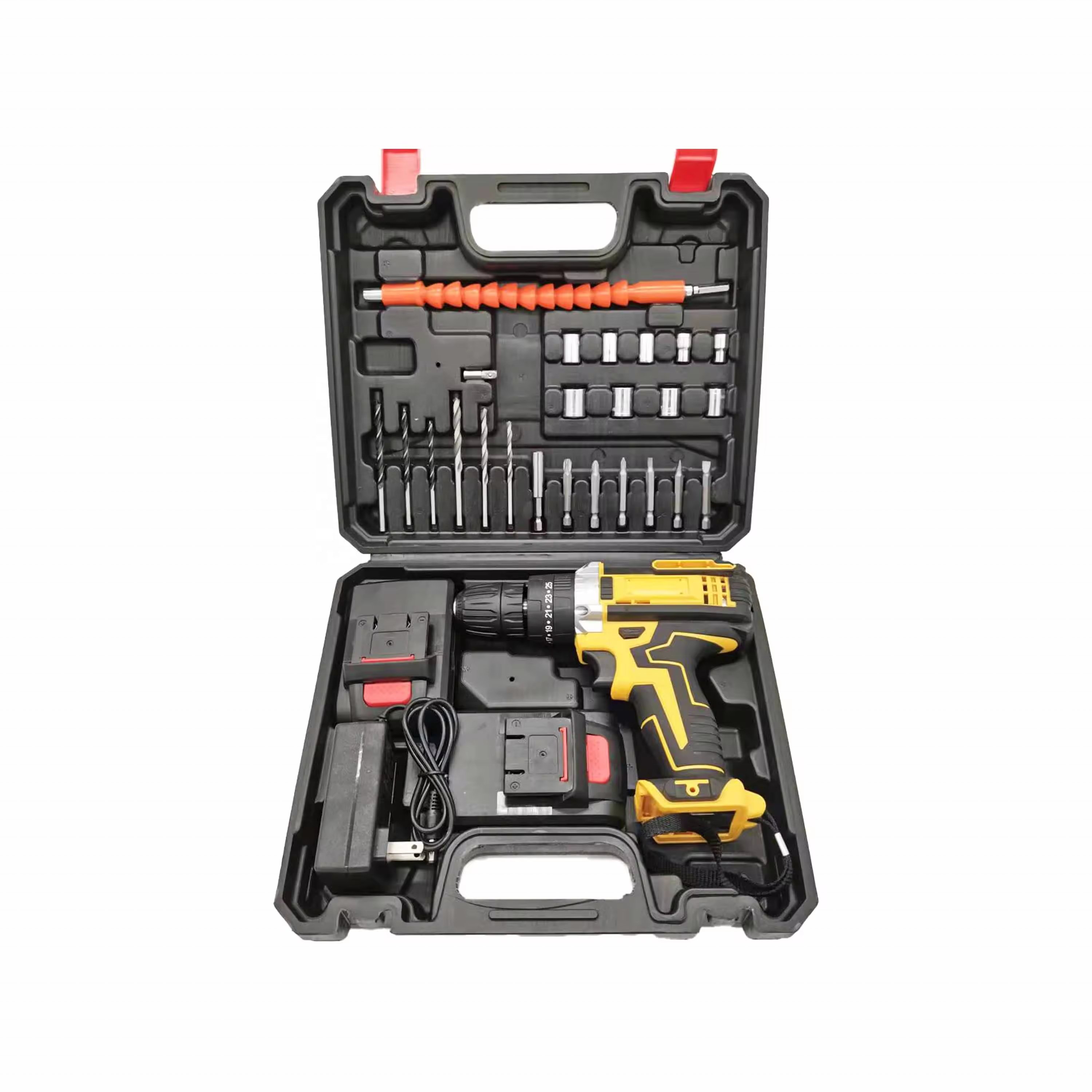 OEM 21V Cordless Drill 25N.m Torque 10MM Electric Power Drill Dual Speed Brushed 1500mah Batteries 2Pcs
