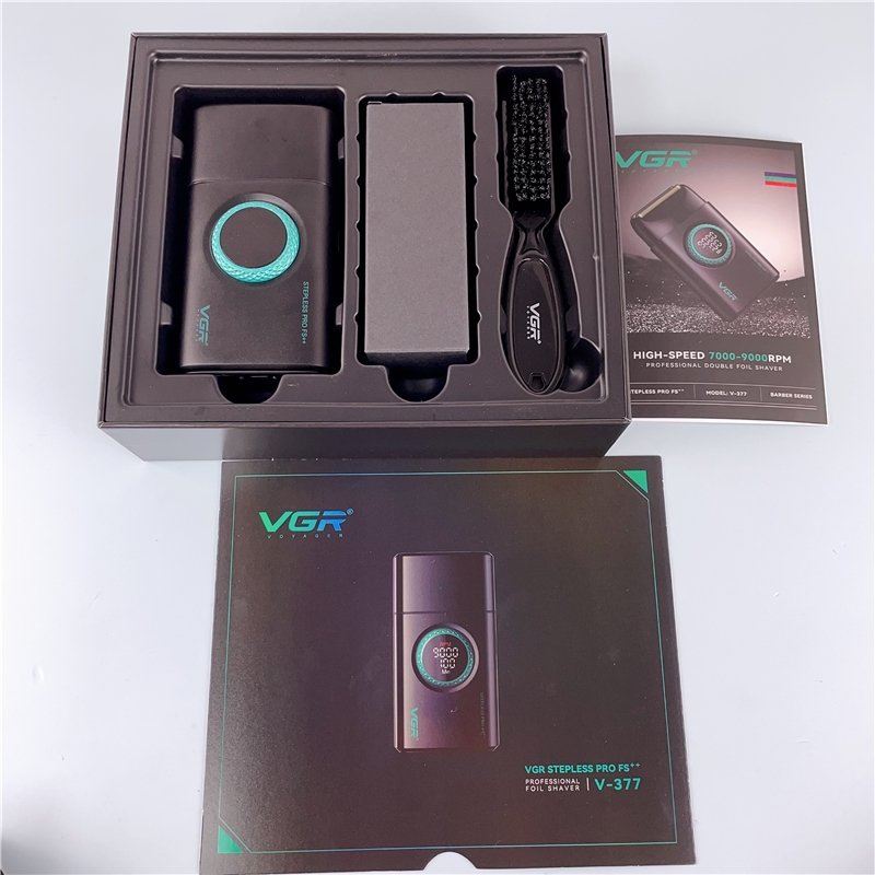 Vgr V-377 Professional Metal Electric Beard Razor Trimmer Rechargeable Cordless Metal Twin Blade Foil Shaver for Men