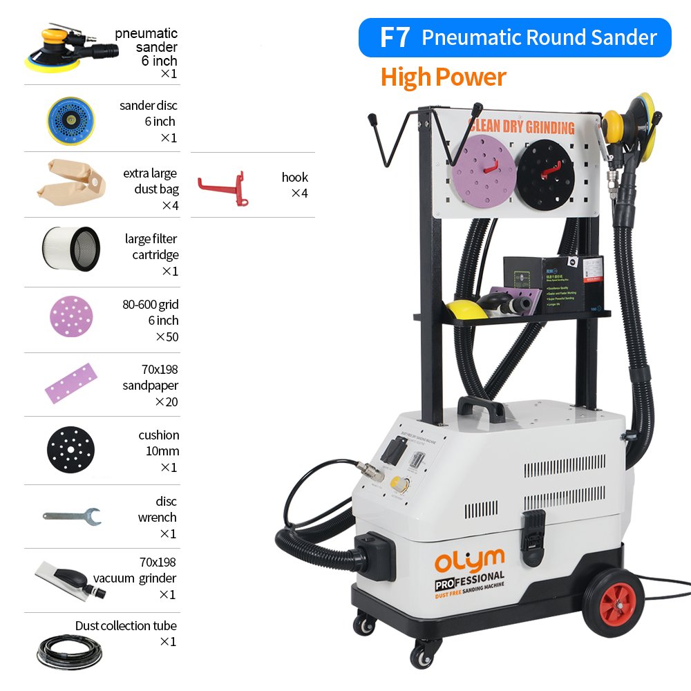 Eccentric Random orbit Sander Pneumatic air Vacuum Cleaner Sanding Machine for Car Body