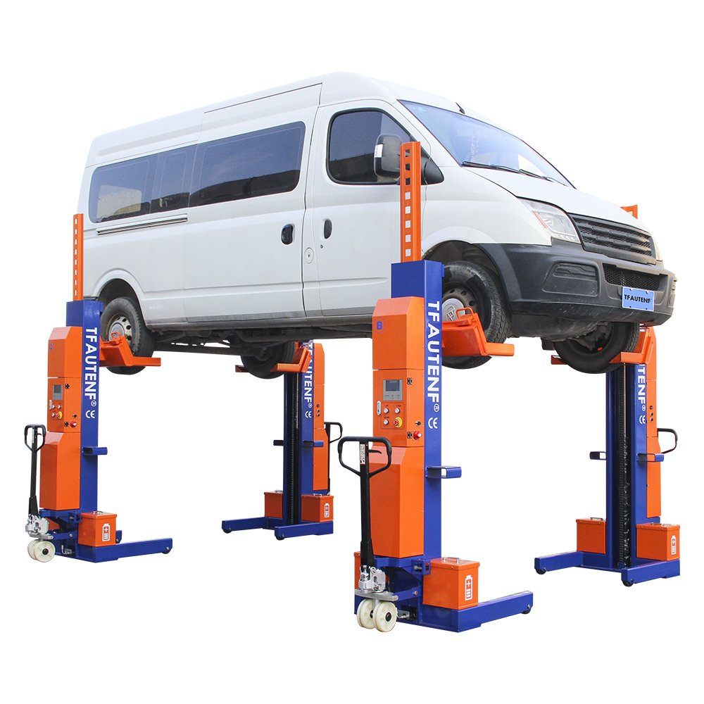 TFAUTENF Vans And Pickup Heavy Duty Truck Lifts Hydraulic Four Post Car Lifter 10 Tons EV Car Lifting Machine Mobile Column Lift