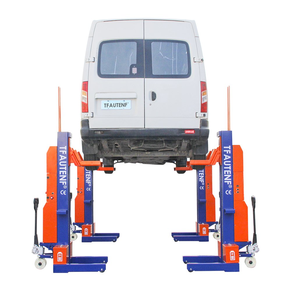 TFAUTENF Vans And Pickup Heavy Duty Truck Lifts Hydraulic Four Post Car Lifter 10 Tons EV Car Lifting Machine Mobile Column Lift