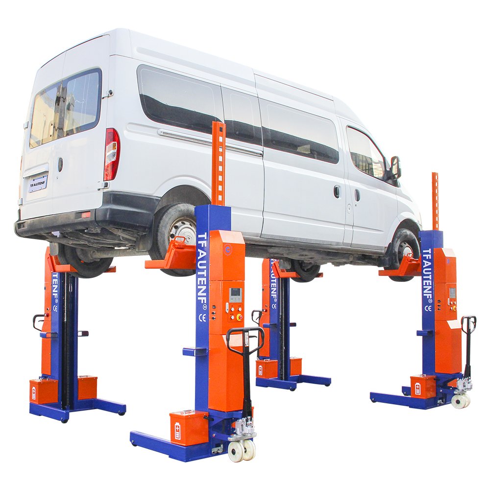 TFAUTENF Vans And Pickup Heavy Duty Truck Lifts Hydraulic Four Post Car Lifter 10 Tons EV Car Lifting Machine Mobile Column Lift