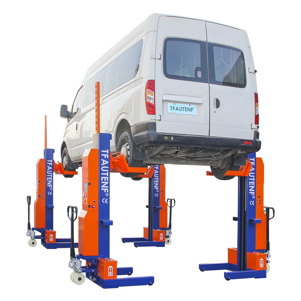 TFAUTENF Vans And Pickup Heavy Duty Truck Lifts Hydraulic Four Post Car Lifter 10 Tons EV Car Lifting Machine Mobile Column Lift
