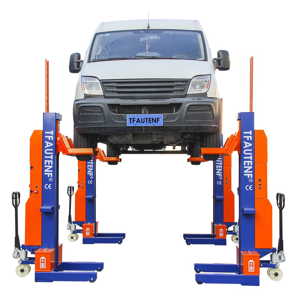 TFAUTENF Vans And Pickup Heavy Duty Truck Lifts Hydraulic Four Post Car Lifter 10 Tons EV Car Lifting Machine Mobile Column Lift