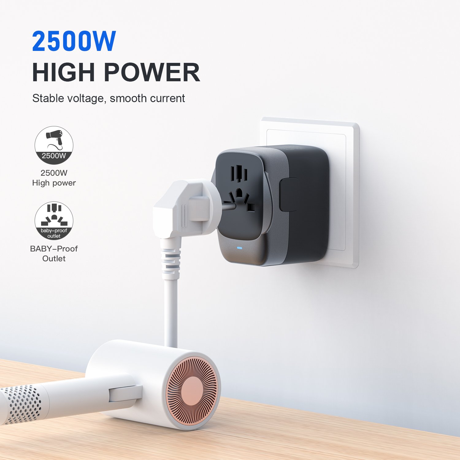 OULIYO travel plug adapter world travel adapter universal travel accessories with usb and type-c usb c fast charger