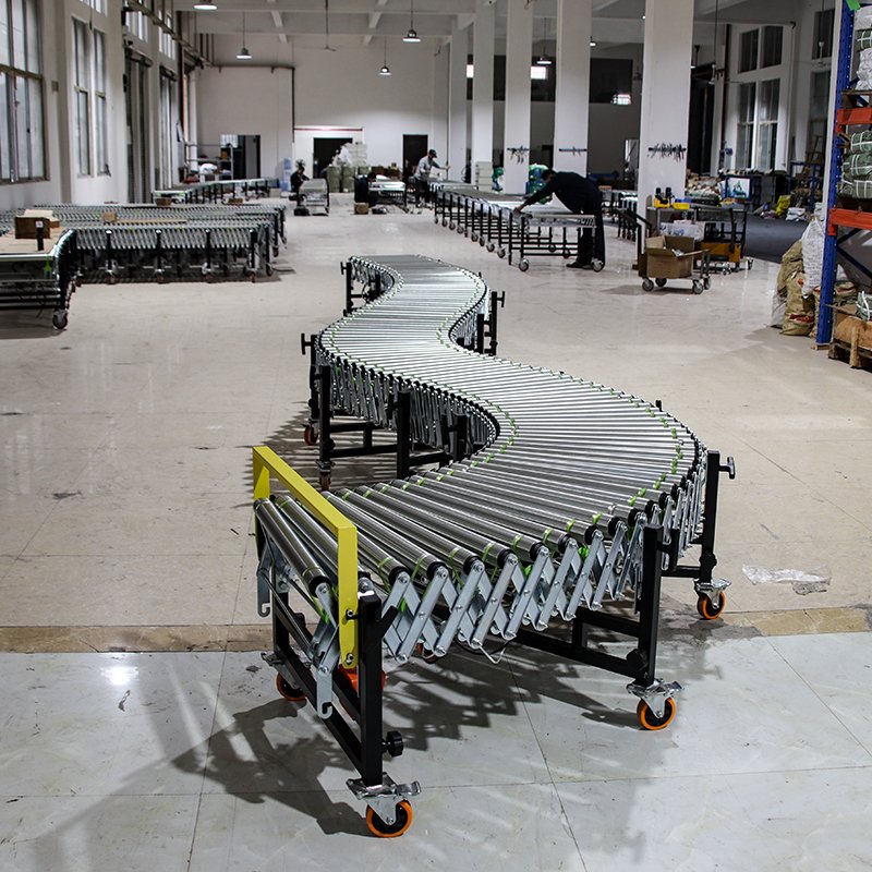 LIANGZO Electric Power Retractable Flexible Expandable Roller Conveyor for Sale