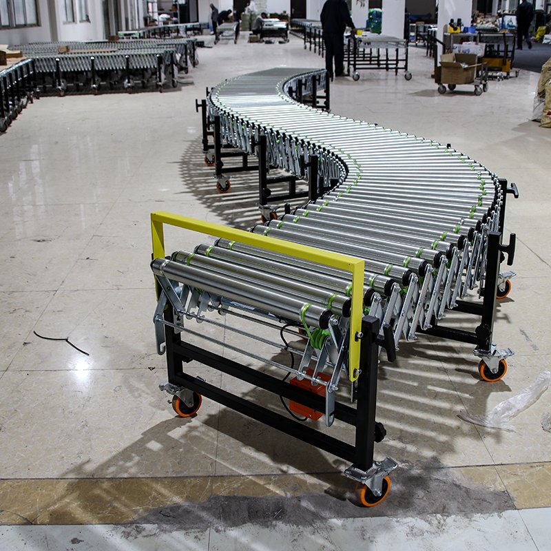 LIANGZO Electric Power Retractable Flexible Expandable Roller Conveyor for Sale