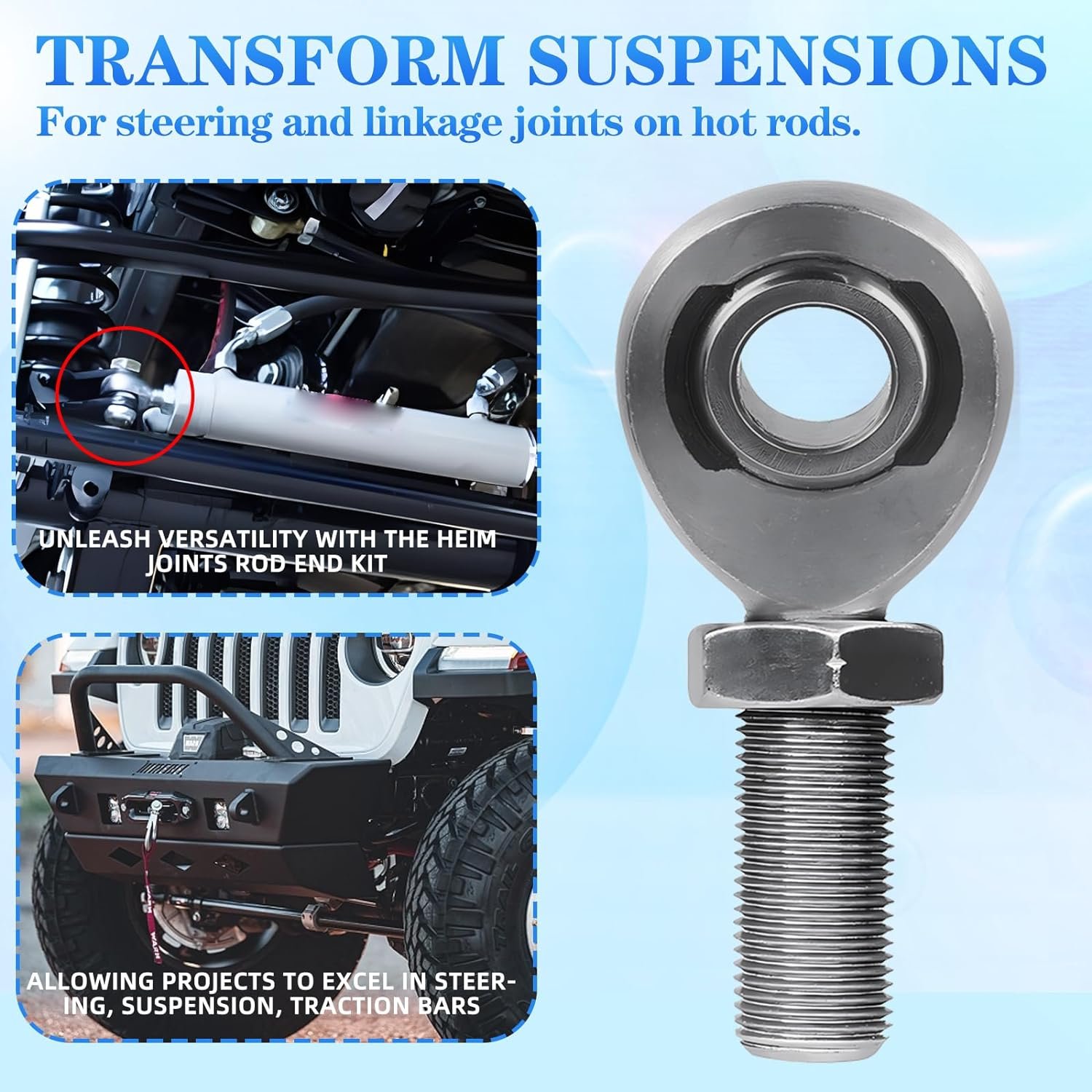 XMR10 5/8"-18 Rod Chromoly Spherical Rod End Bearing Heim Joints LH and RH Hand Male Thread Heim Joint Rod End with Jam Nuts