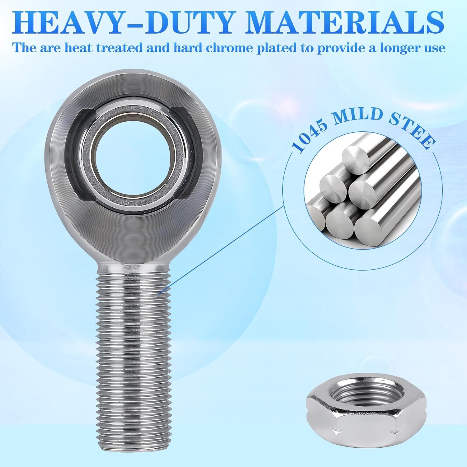 XMR10 5/8"-18 Rod Chromoly Spherical Rod End Bearing Heim Joints LH and RH Hand Male Thread Heim Joint Rod End with Jam Nuts