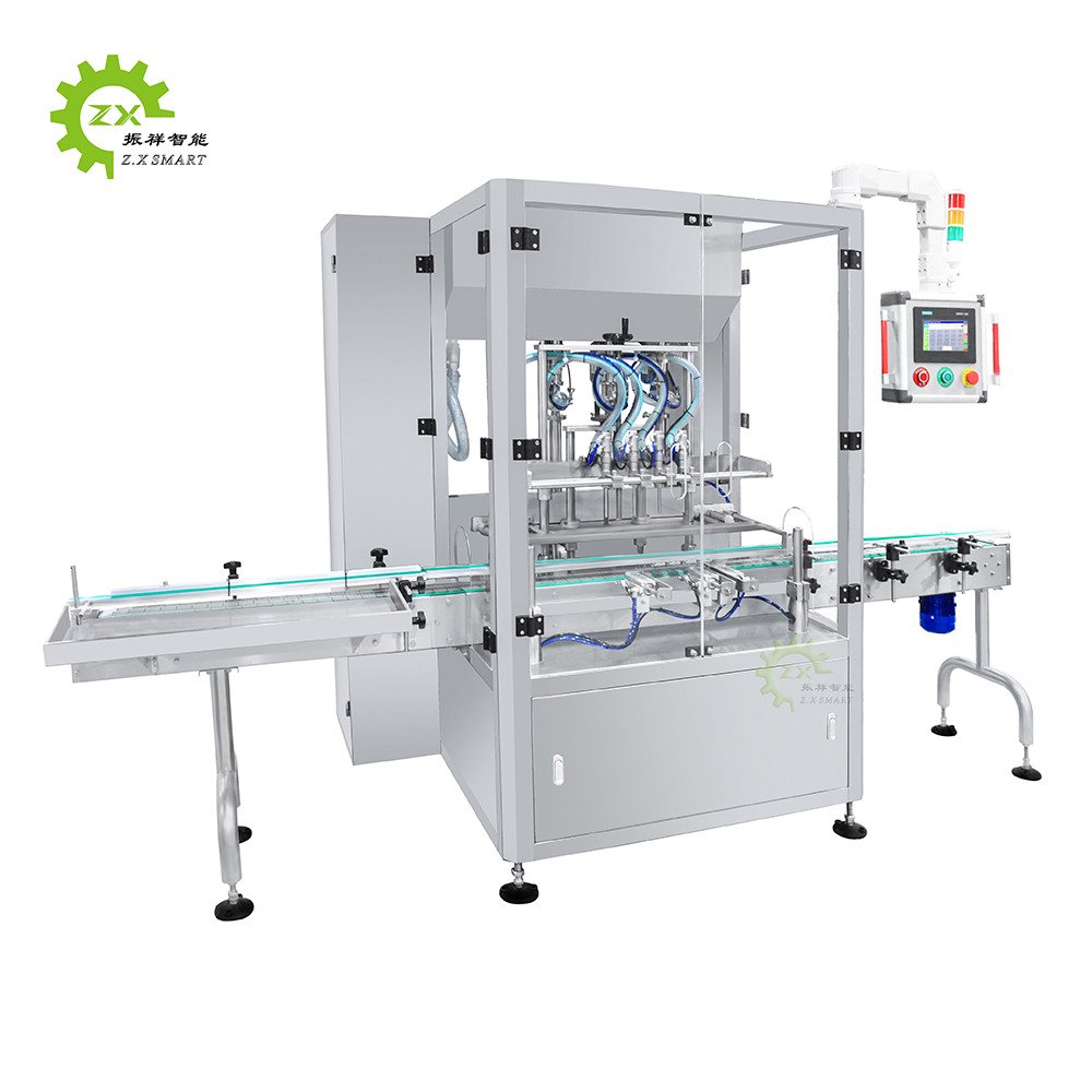 ZXSMART Automatic 4 Head Piston Linear Type Spray Cream Lotion Liquid Bottle Facial Sunscreen Filling Machine