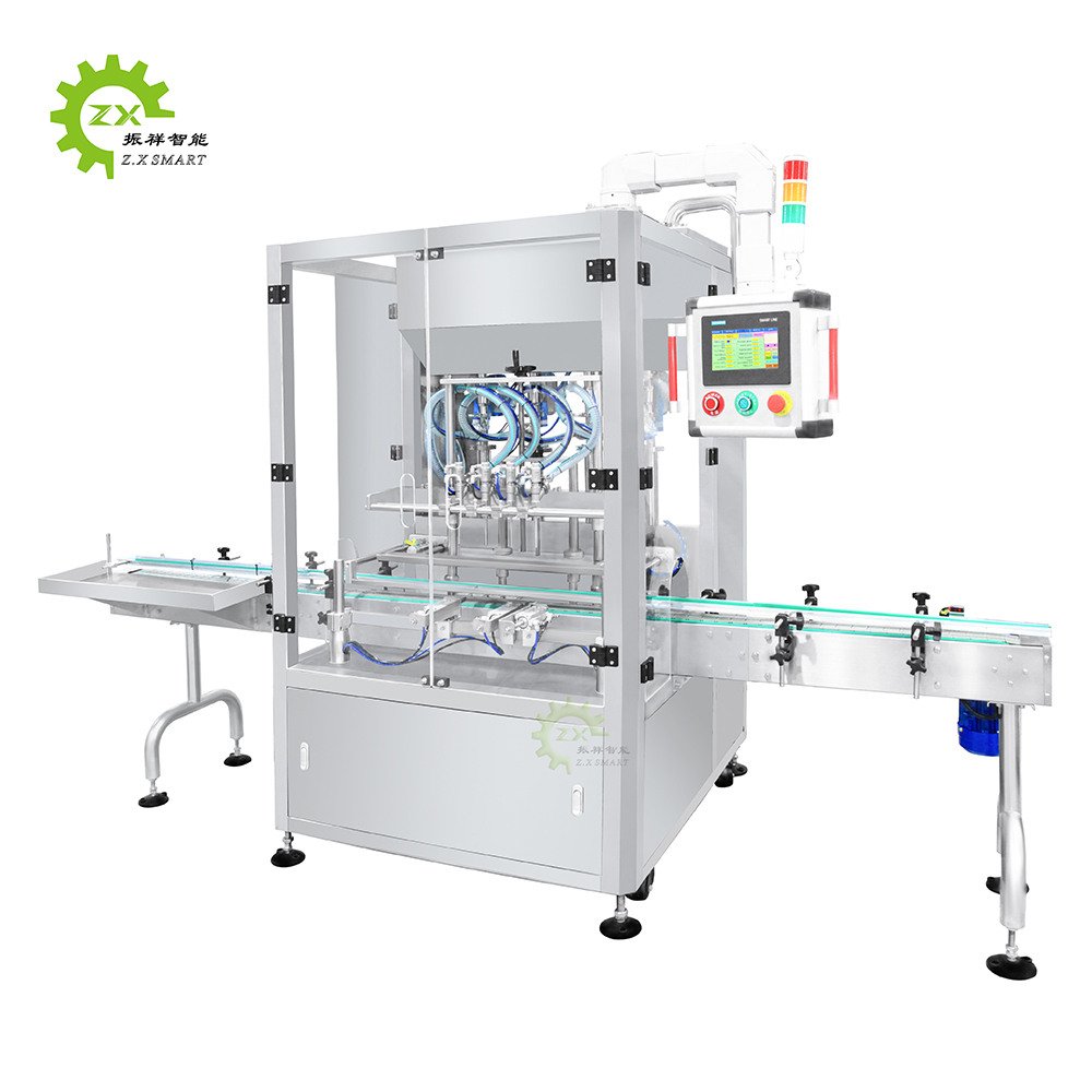ZXSMART Automatic 4 Head Piston Linear Type Spray Cream Lotion Liquid Bottle Facial Sunscreen Filling Machine