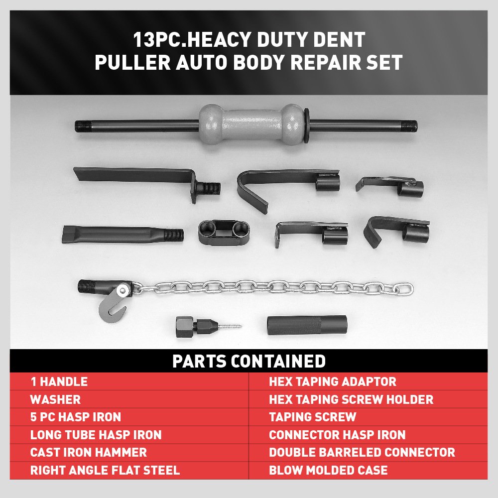 Universal 13pcs Heavy Duty Auto Body Dent Repair Dent Puller Sliding Hammer Set