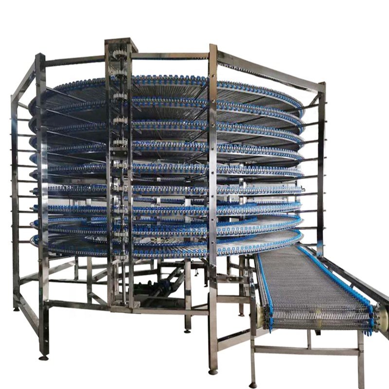 Baking multi-layer cooling and awakening line conveyor belt stainless steel spiral tower