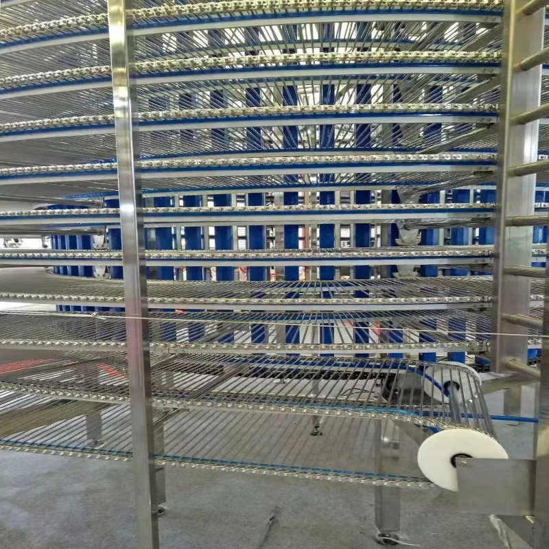 Baking multi-layer cooling and awakening line conveyor belt stainless steel spiral tower