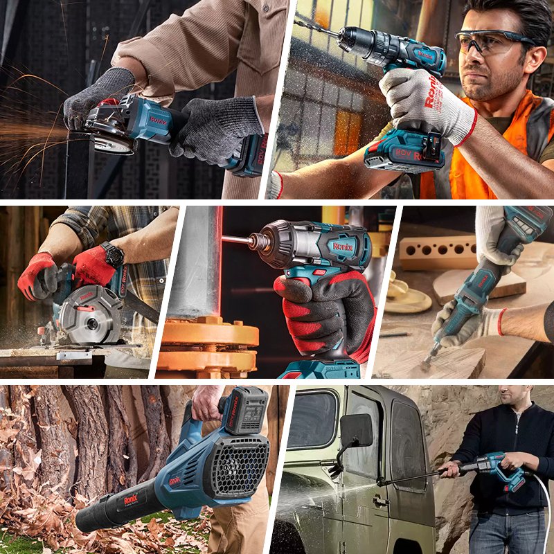 Ronix Newest 89 Series 20V Professional Cordless Brushless Hammer Drill Wrench Trimmer Blower Power Tools Combo Set Kit