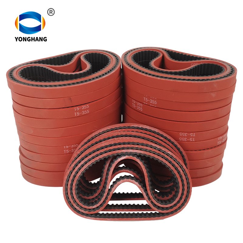 YongHang Stock seamless T5-355-12.5+3mm red rubber coating timing belts for chestnut opening machine