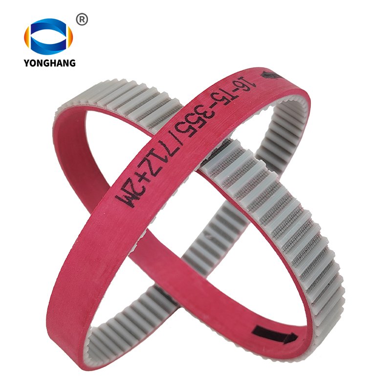YongHang Stock seamless T5-355-12.5+3mm red rubber coating timing belts for chestnut opening machine