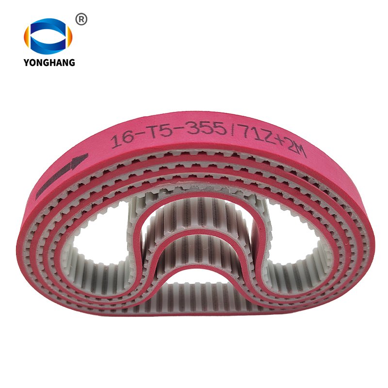 YongHang Stock seamless T5-355-12.5+3mm red rubber coating timing belts for chestnut opening machine
