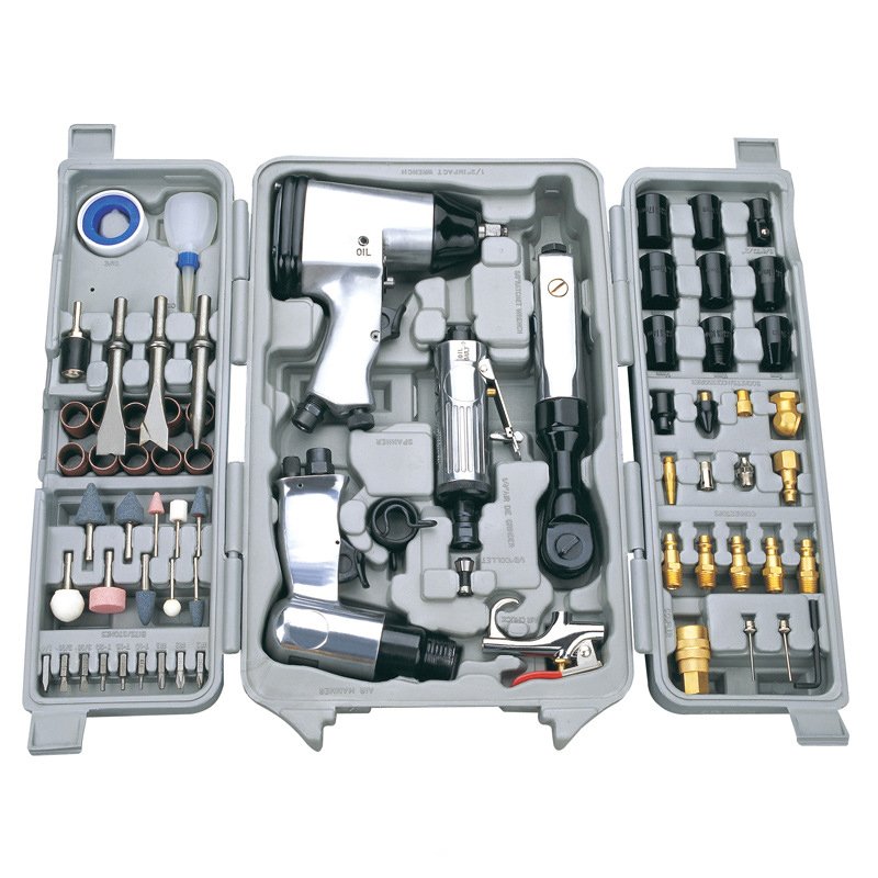 71PCS PneumaticTool Kit Air Die Grinder Kit Ratchet Wrench Tools Set Air Wrench Set Air Powered Hammer Wrenches Grinder Tool