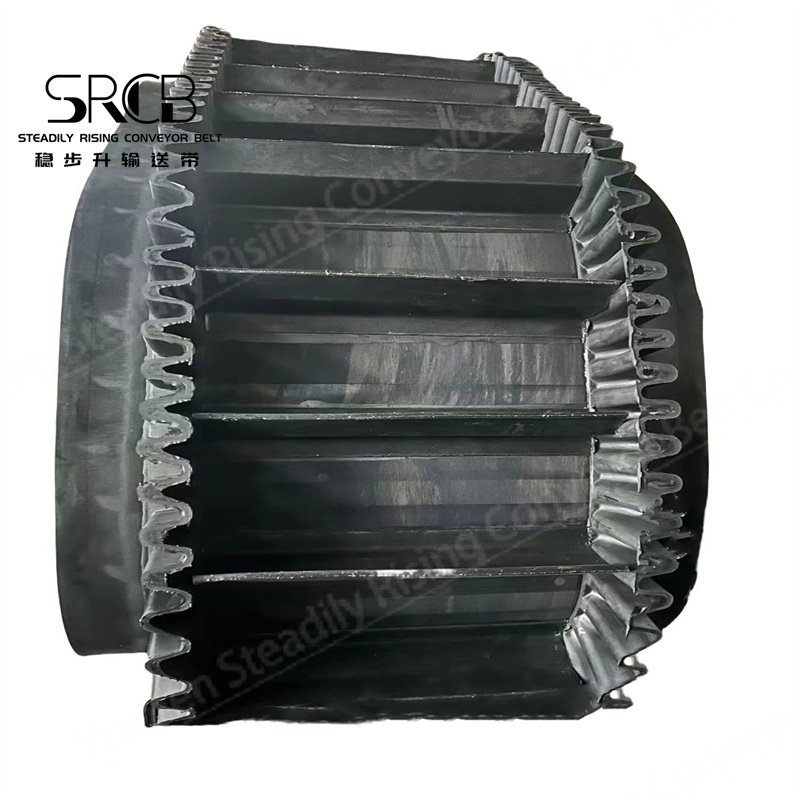 EP300/2 Herringbone chevron pattern rubber conveyor belt for mining coal yard chemical industry