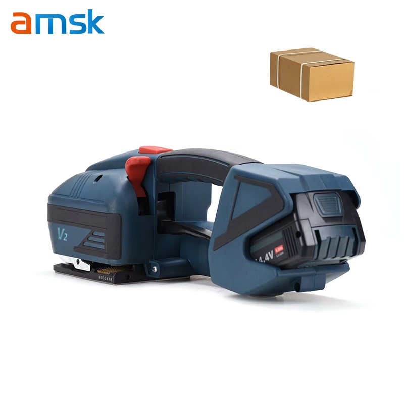 V2 Semi-Automatic Strapping Machine 4000mAh Battery Powered for 1/2-5/8 PP/PET Straps for Beverage Textile Bag Featuring PLC