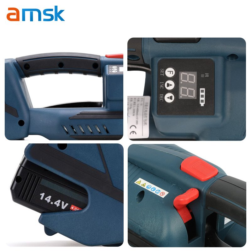 V2 Semi-Automatic Strapping Machine 4000mAh Battery Powered for 1/2-5/8 PP/PET Straps for Beverage Textile Bag Featuring PLC