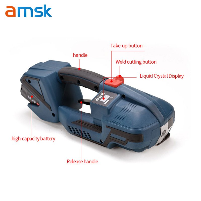 V2 Semi-Automatic Strapping Machine 4000mAh Battery Powered for 1/2-5/8 PP/PET Straps for Beverage Textile Bag Featuring PLC