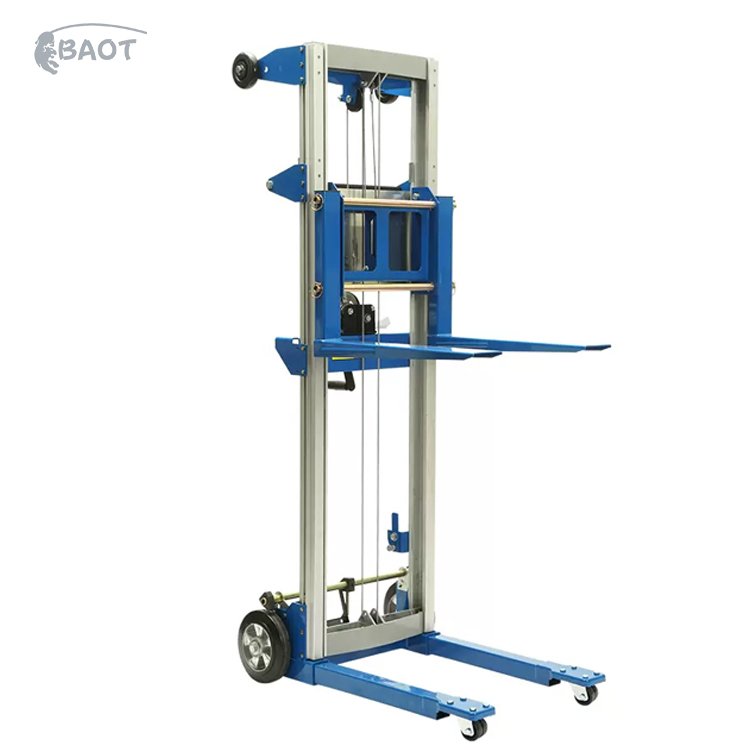 Baot Aluminum Material Lift Manual Portable Alum Load Lifter Pallet Stacker