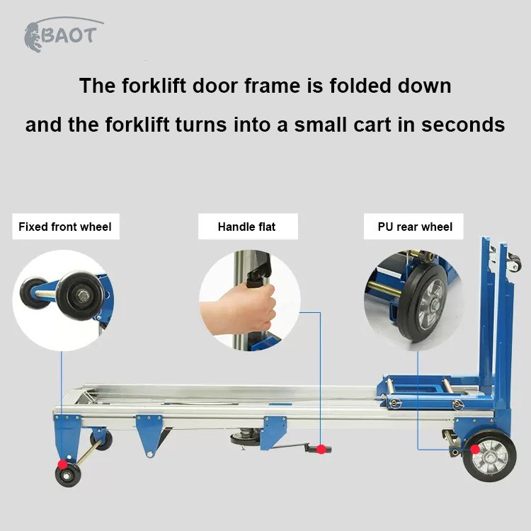 Baot Aluminum Material Lift Manual Portable Alum Load Lifter Pallet Stacker