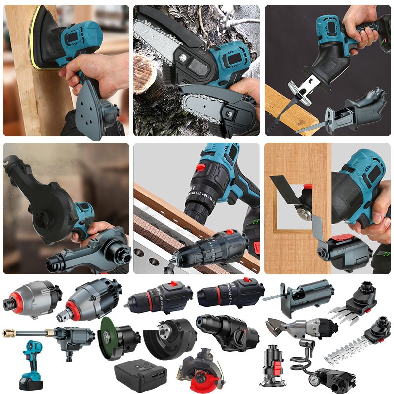 KONSUN 13PCS 11 In 2 Cordless Impact Drill Sander Reciprocating Saw 4 Inch Chainsaw Impact Driver Power Tool Sets For Garden