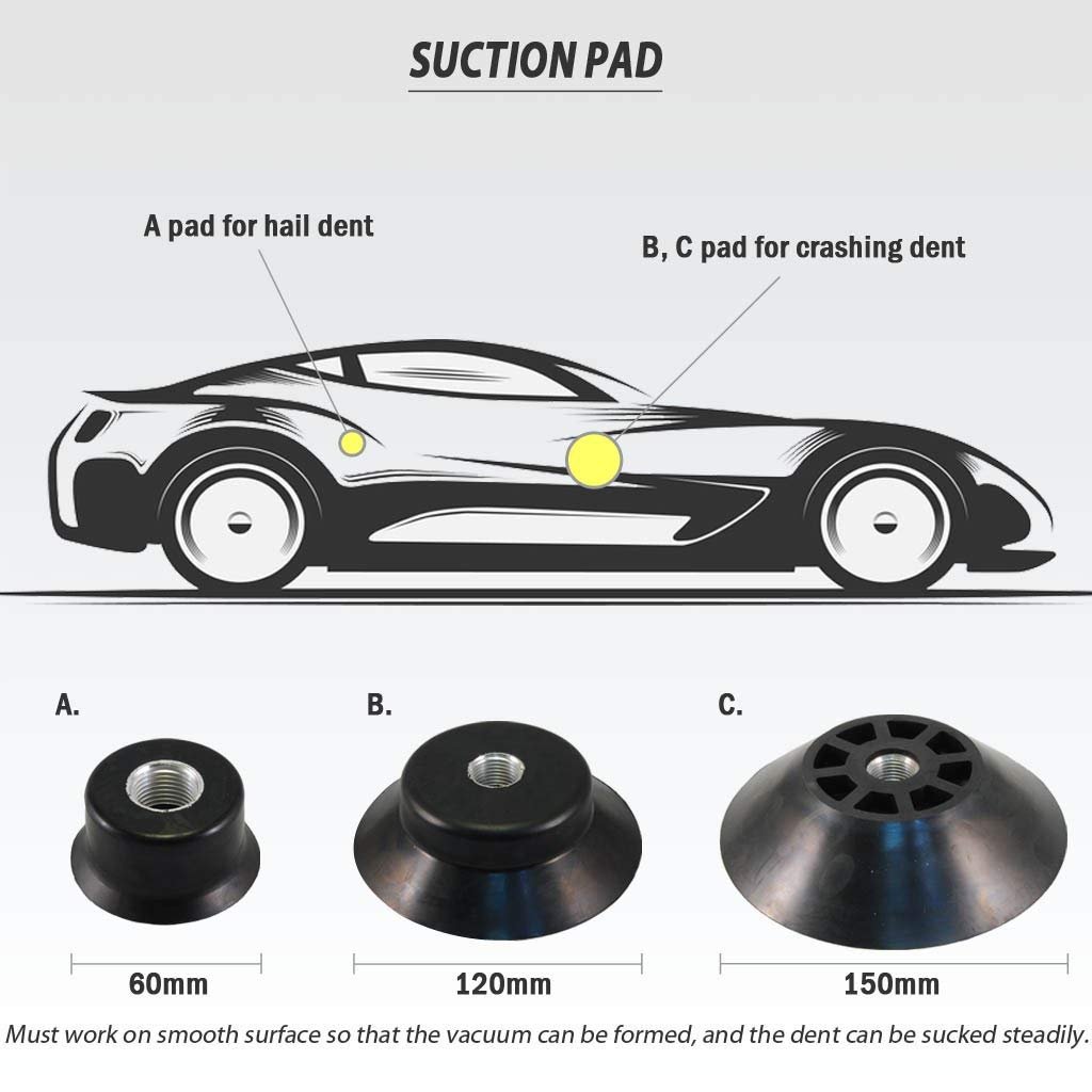 3pcs Pneumatic Car Dent Puller Set with Slide Hammer & Sheet Metal Repair Tools Sheer Metal Repair Suction Cup