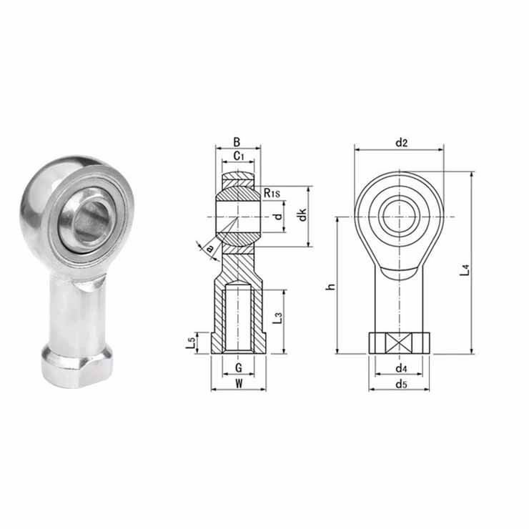 High Precision SA30T/K High Precision M16*1.5 Rod End Bearing Carbon Steel Ball Joint