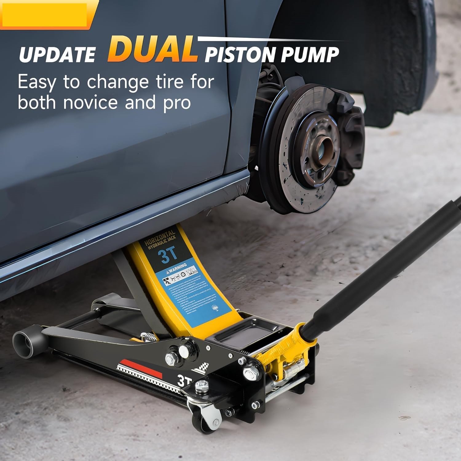 Low Profile Jack 3T Floor Jack With Double Pump Hydraulic Trolley Jck