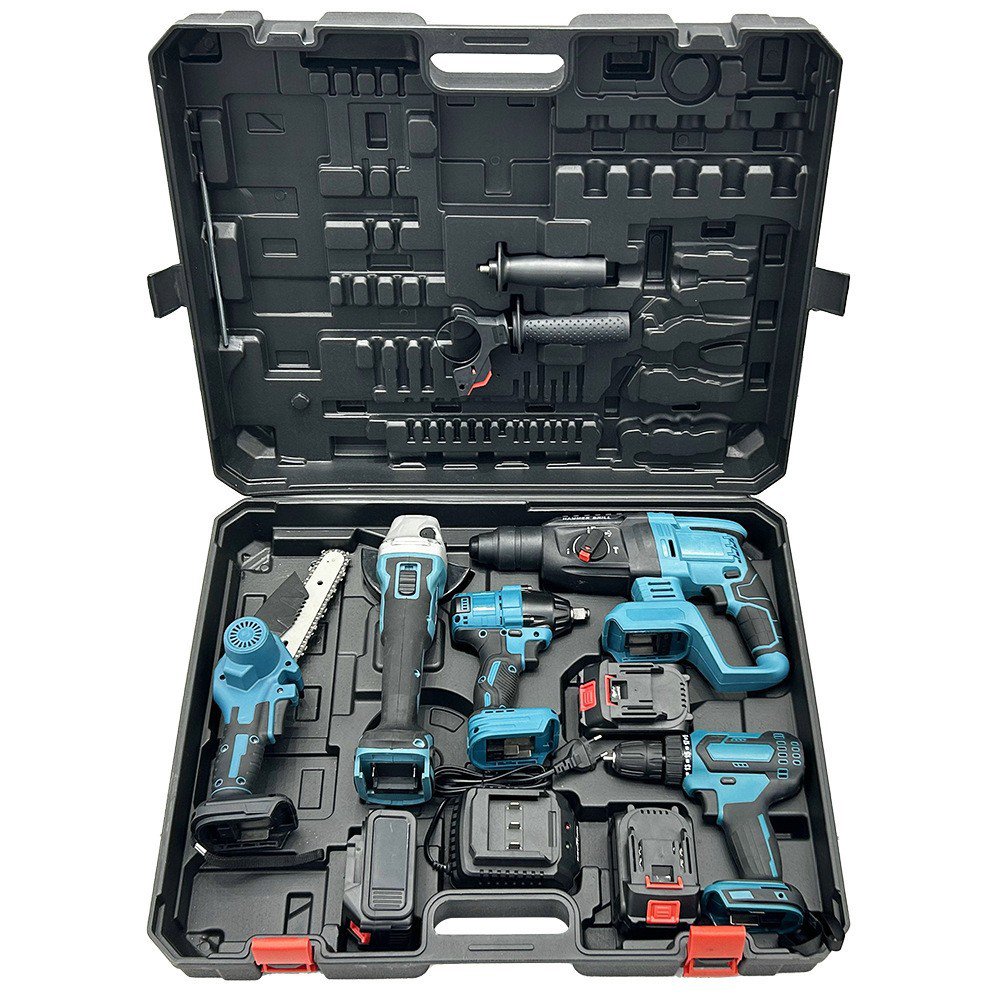Professional 21V Household Power Tool Combo Kit Portable and 4 Pcs Power Tool Sets Drill Grinder for Woodworking