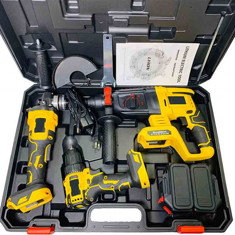 Construction tool set includes electric drill angle grinder hairdryer hammer drill and other power tools