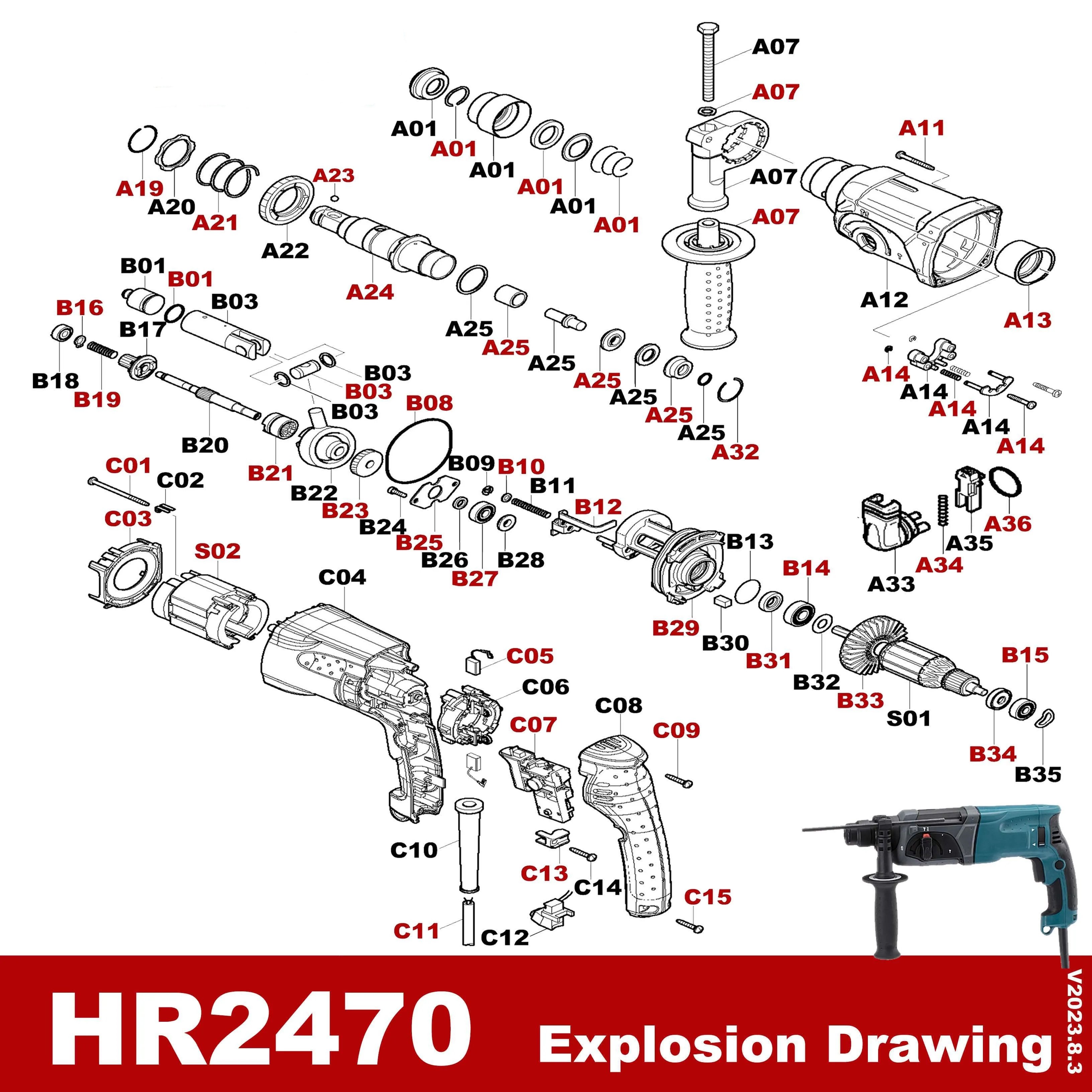 Hr 2470 Hammer Switch Power Tool Switch Power Tool Accessories
