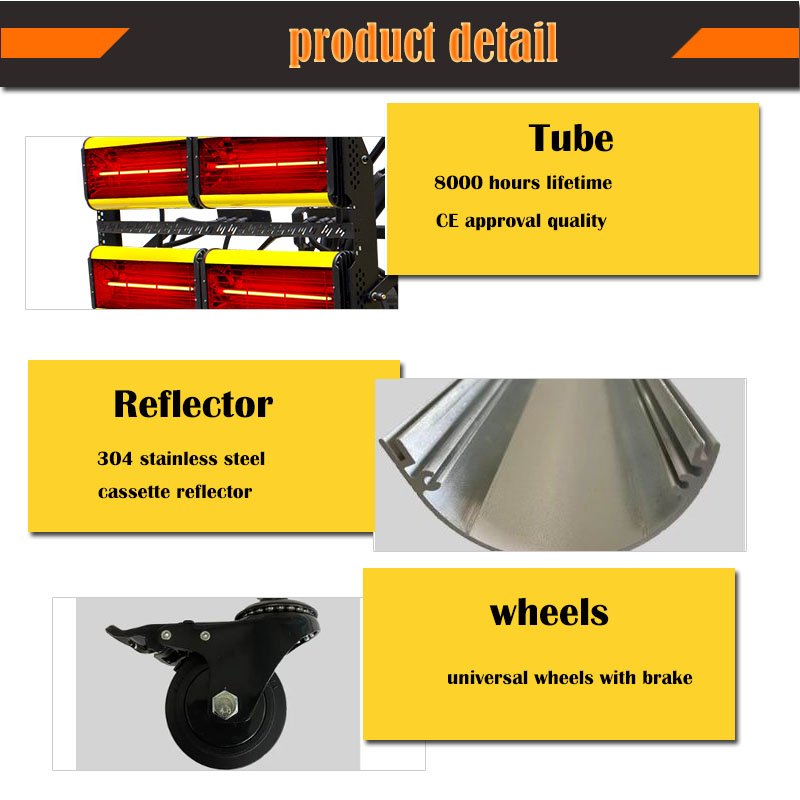 Six Bulbs Shortwave Infrared Paint Dryer for Auto Body Repair
