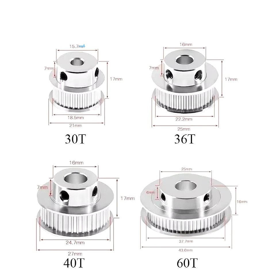 GT2 Timing Pulleys 30 36 40 60 Tooth 2GT Wheel Parts Bore 5mm 8mm Aluminium Gear Teeth Width 6mm 3D Printers Part