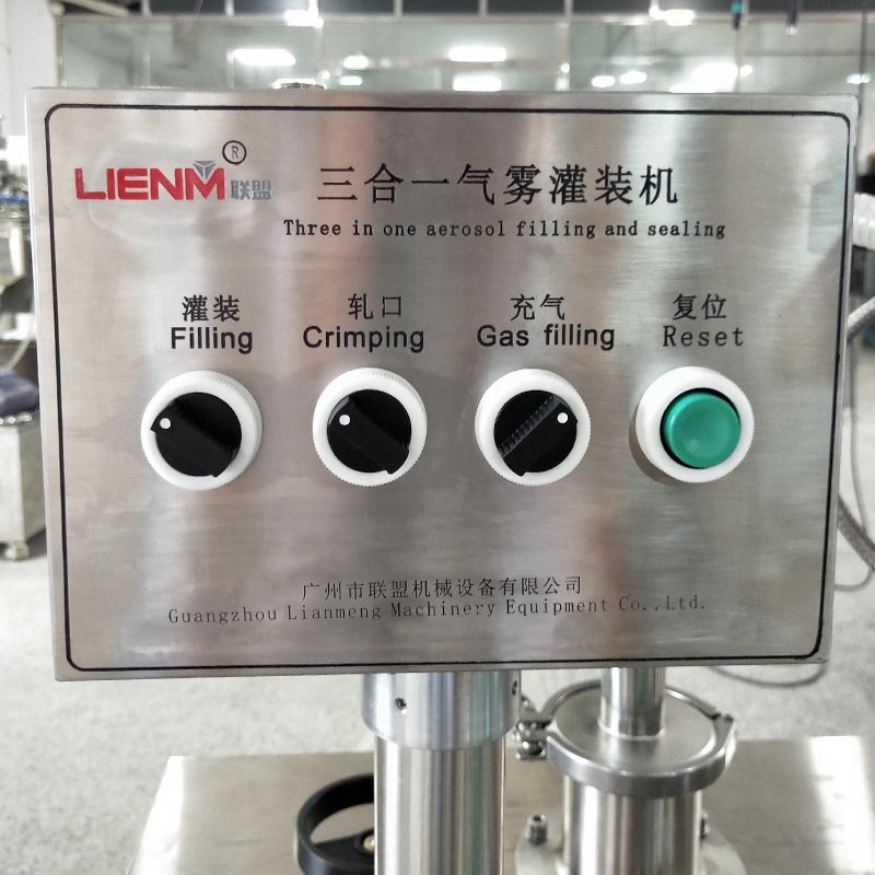 LIENM 3 in 1 Aerosol Filling Machine Pu Foam Aerosol Filling Machine Bov Styling Hairspray Spray Cans Filling Machine