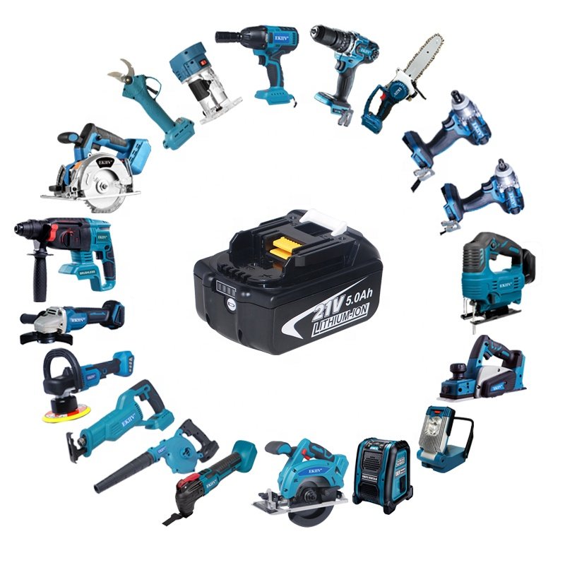 EKIIV 21V Drill Cordless Power Tool Kit Jig Saw Impact Wrench Sander Heat Gun Air Pump Angle Grinder Electric Hammer Tool Set
