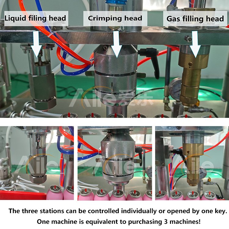 Semi Automatic Sunscreen Snow Spray Gas Filler Product Line Spray Paint Cans Deodorant Aerosol Filling Machine