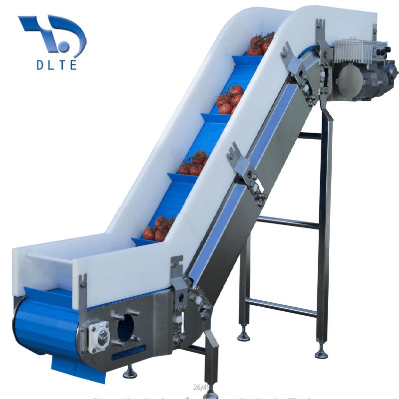 DLTE Lifting conveyor with direct contact with food sugar powder cheese incline conveyor