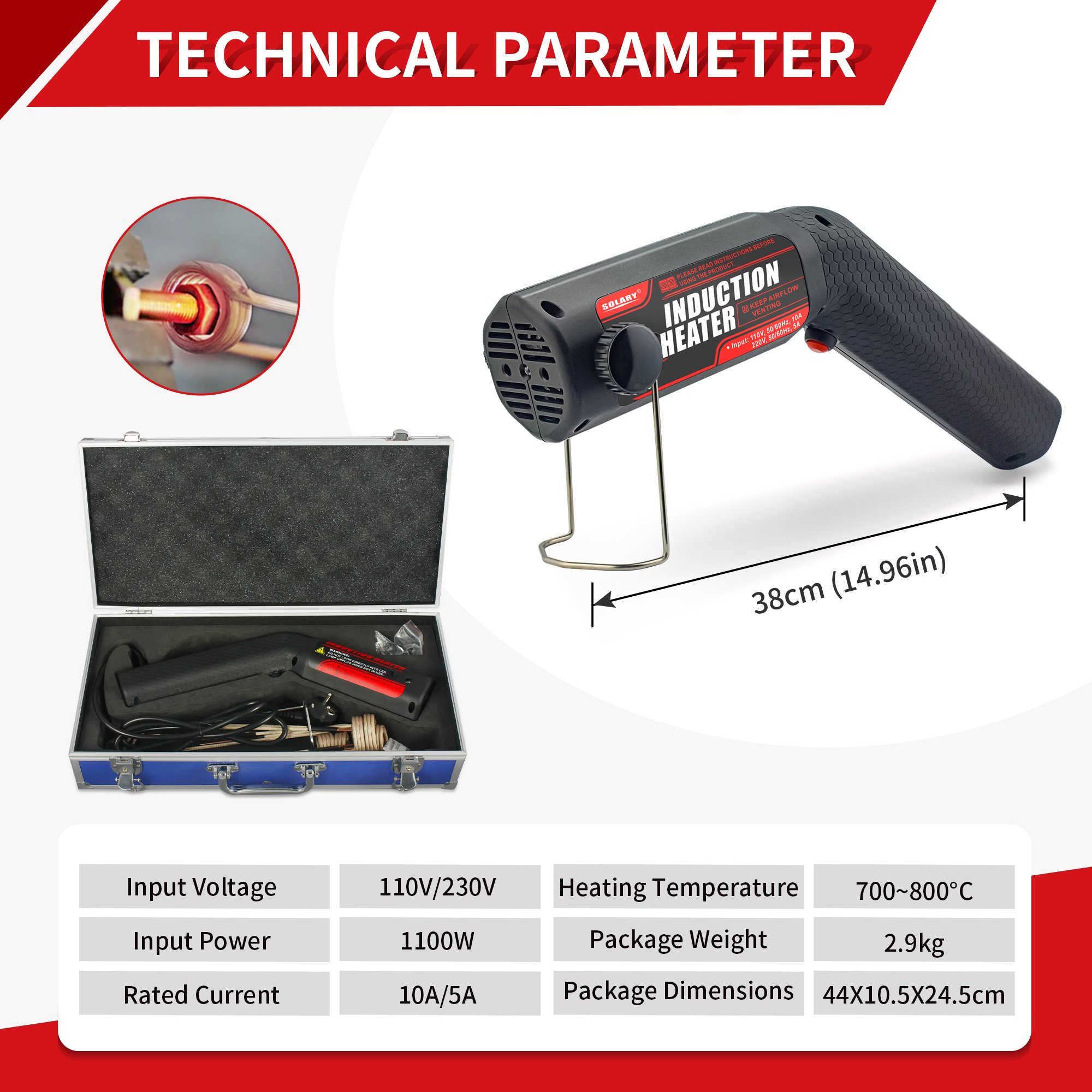 Industrial Portable Kit Induction Heater 30s Fast Heat-Up for Body Repair Heating Metals Bearings Gears Plastic Material