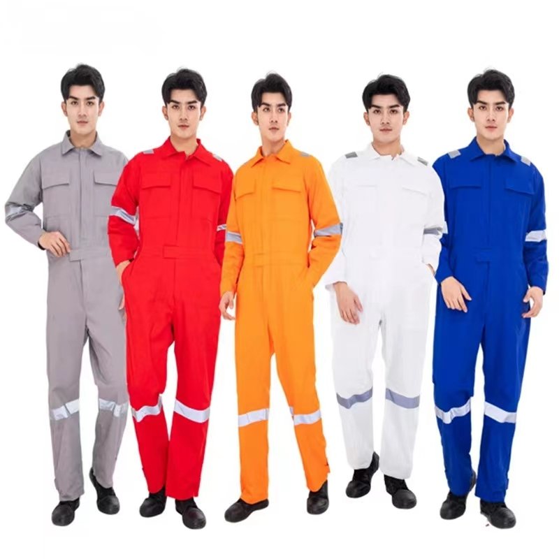 Reusable Work Wear Reflective Stripe Safety Suits 100% Cotton Full Body Work Overall Ready to Ship Sample Supplied Work Garment
