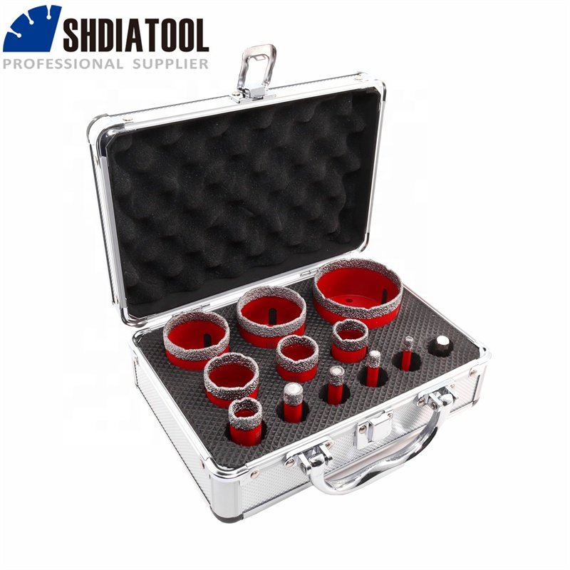 M14 Thread Vacuum Brazed Diamond Suite Case Core Drill Bit Set 6+8+10+12+20+25+28+35+45+50+68mm+HEX for Tile Granite