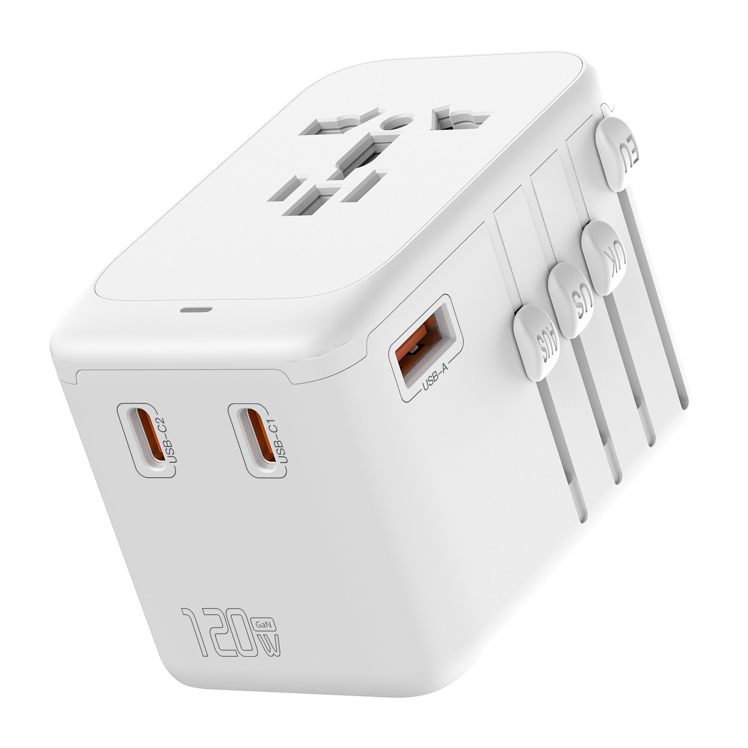 120W GAN International Universal travel adapter world plug adaptor 1USB+3TYPE C 250V~10A/2500W universal adaptor